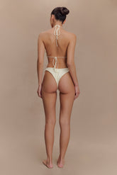 Aesha Floral Crochet Bikini Top - Ivory